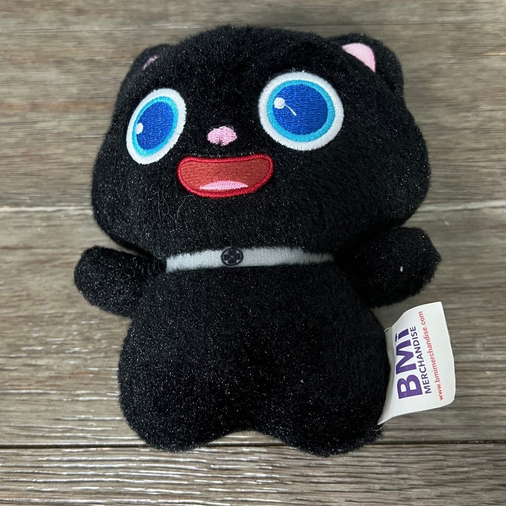 BMI Merchandise Black Cat Plush Stuffed Animal Toy Kitten Blue Eyes 8 Inch